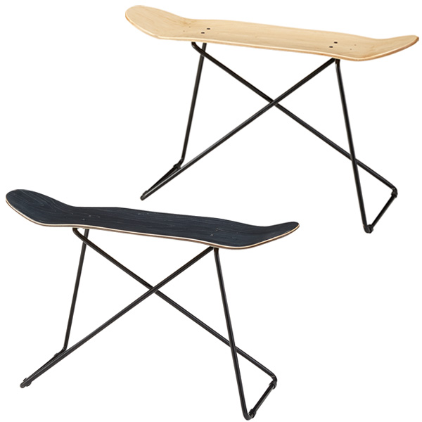 スツール スケートボード風 椅子 チェア （ 送料無料 イス チェアー ベンチ スケボー風 サイドテーブル 木製座面 スチール製脚 スチー