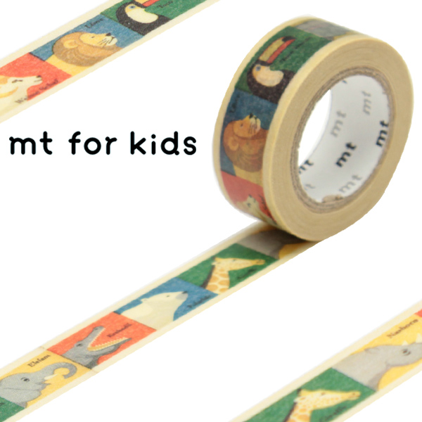 マスキングテープ mt for kids 動物テープ 幅15mm （ マスキング テープ マステ カモ井加工紙 エムティー 和紙テープ ラッピング デ