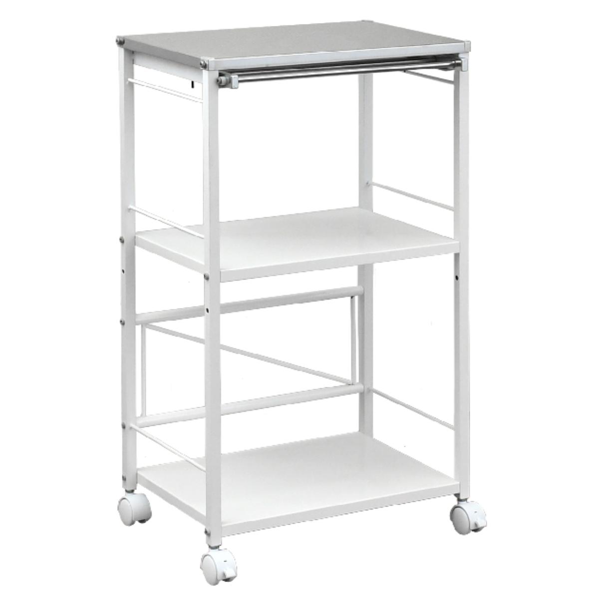 タオルが干せる薄型作業台 幅45 ステンレス ( ランドリーワゴン 作業台 ワゴン タオル掛け 日本製 キャスター付 S字フック付 ランドリーラック シンプル 棚 ラック )