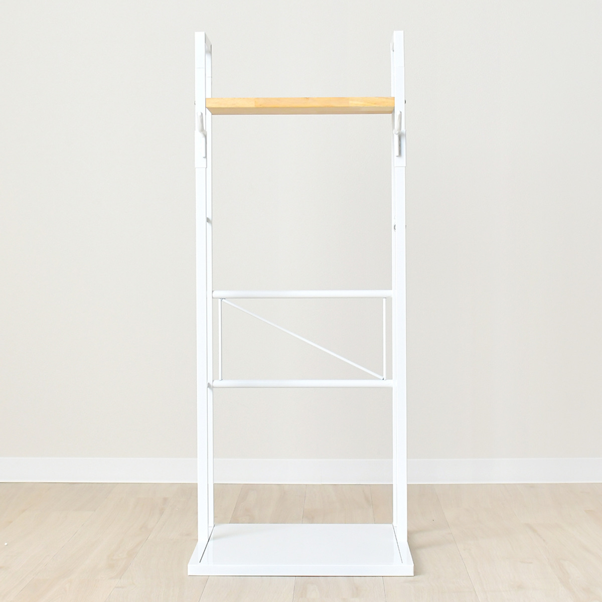 自転車スタンド 1台用 日本製 天然木 スチール 室内用 賃貸 ( サイクルスタンド サイクルラック ディスプレイ 1台 棚付 コレクション 転倒防止 盗難防止 室内 収納 ラック ホワイト ブラック ) 【ホワイト】 ホワイト