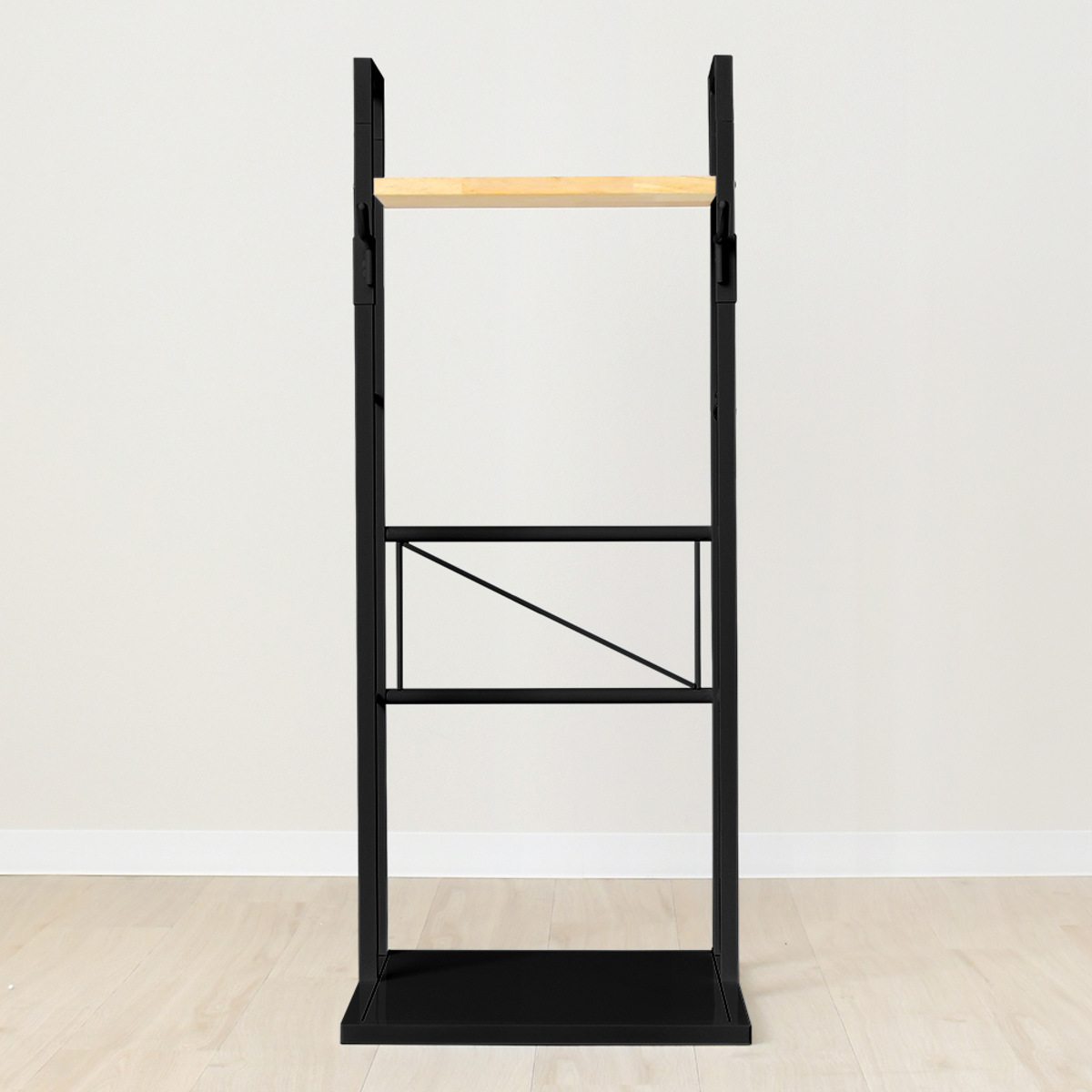 自転車スタンド 1台用 日本製 天然木 スチール 室内用 賃貸 ( サイクルスタンド サイクルラック ディスプレイ 1台 棚付 コレクション 転倒防止 盗難防止 室内 収納 ラック ホワイト ブラック ) 【ホワイト】 ホワイト