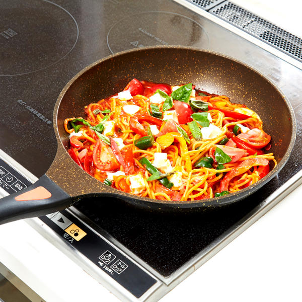 フライパン 26cm IH対応 ゴールドマーブル ( ガス火対応 浅型フライパン 炒め鍋 26センチ いため鍋 アルミフライパン フッ素樹脂 調理器具 オール熱源対応 )