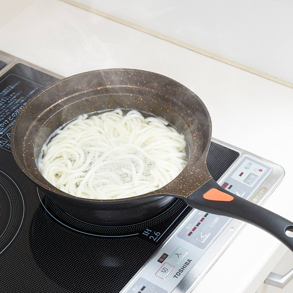 鍋型フライパン IH対応 24cm ゴールドマーブル 深型 ( ガス火対応 深型フライパン 片手鍋 炒め鍋 いため鍋 ディープパン 片手なべ 調理鍋 オール熱源対応 )