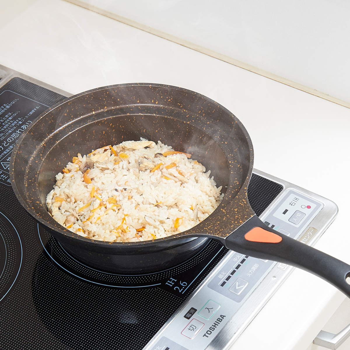 鍋型フライパン IH対応 24cm ゴールドマーブル 深型 ( ガス火対応 深型フライパン 片手鍋 炒め鍋 いため鍋 ディープパン 片手なべ 調理鍋 オール熱源対応 )