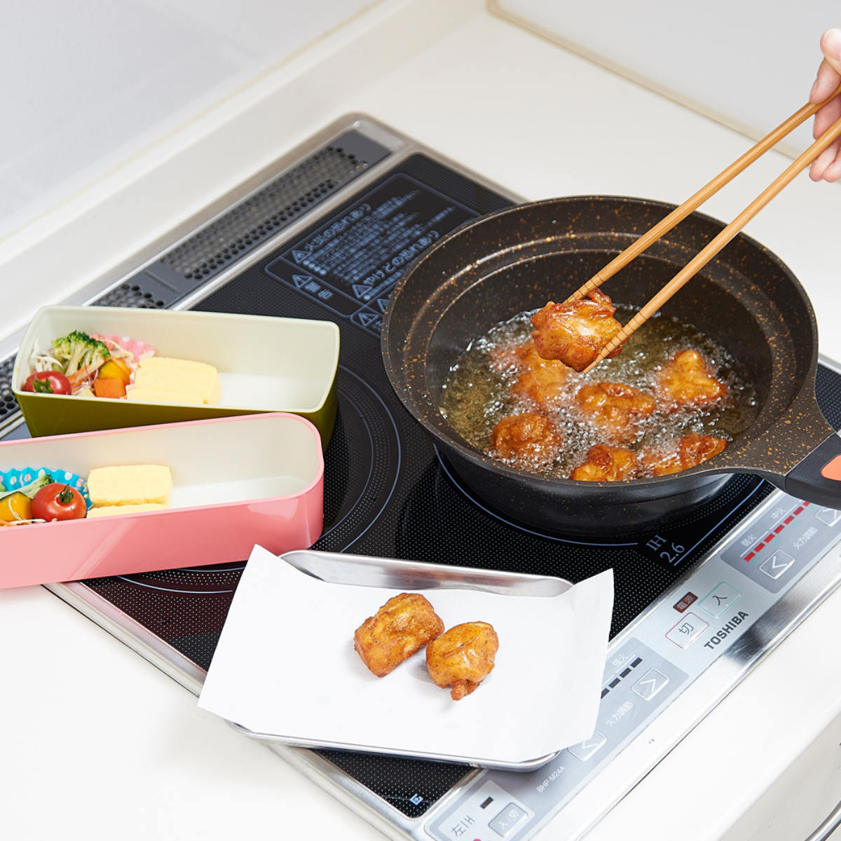 鍋型フライパン IH対応 24cm ゴールドマーブル 深型 ( ガス火対応 深型フライパン 片手鍋 炒め鍋 いため鍋 ディープパン 片手なべ 調理鍋 オール熱源対応 )