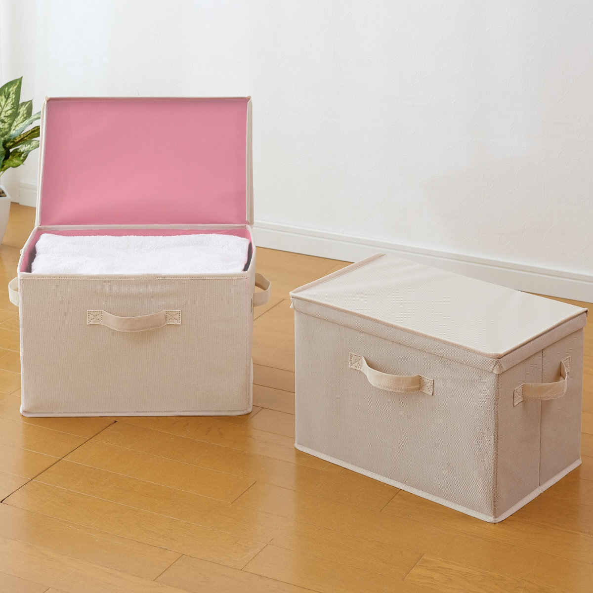 収納ボックス 布 不織布 ふた付き 整理箱 2個組 カラーボックス インナーボックス ( 収納 収納ケース ケース ボックス 引き出し フタ付き 蓋 フタ 取っ手付き 持ち手付き ファブリック 布製 おしゃれ )