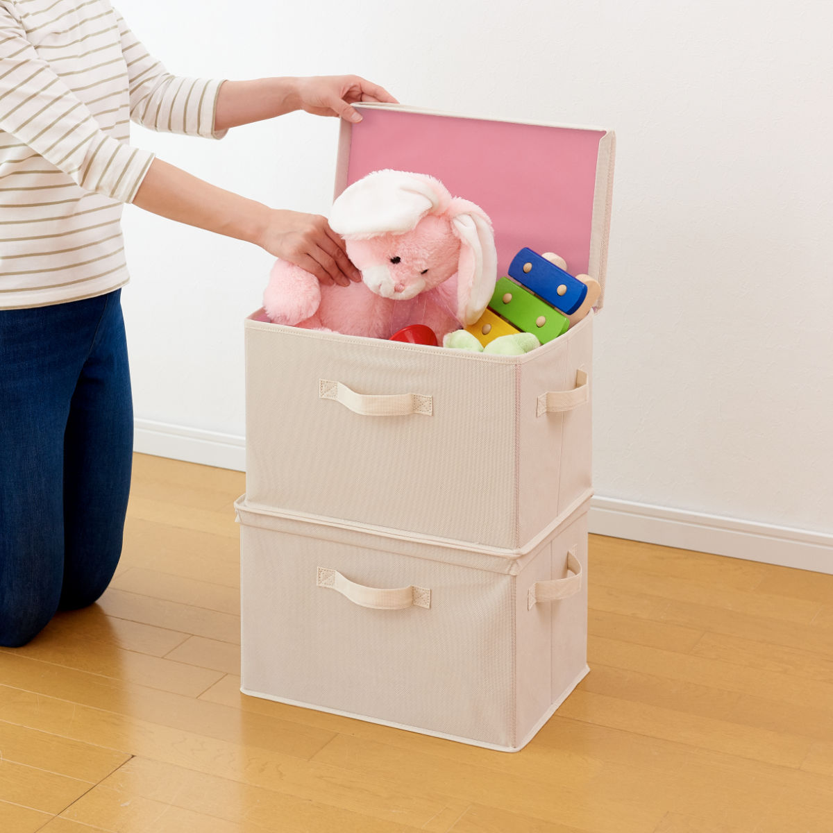 収納ボックス 布 不織布 ふた付き 整理箱 2個組 カラーボックス インナーボックス ( 収納 収納ケース ケース ボックス 引き出し フタ付き 蓋 フタ 取っ手付き 持ち手付き ファブリック 布製 おしゃれ )