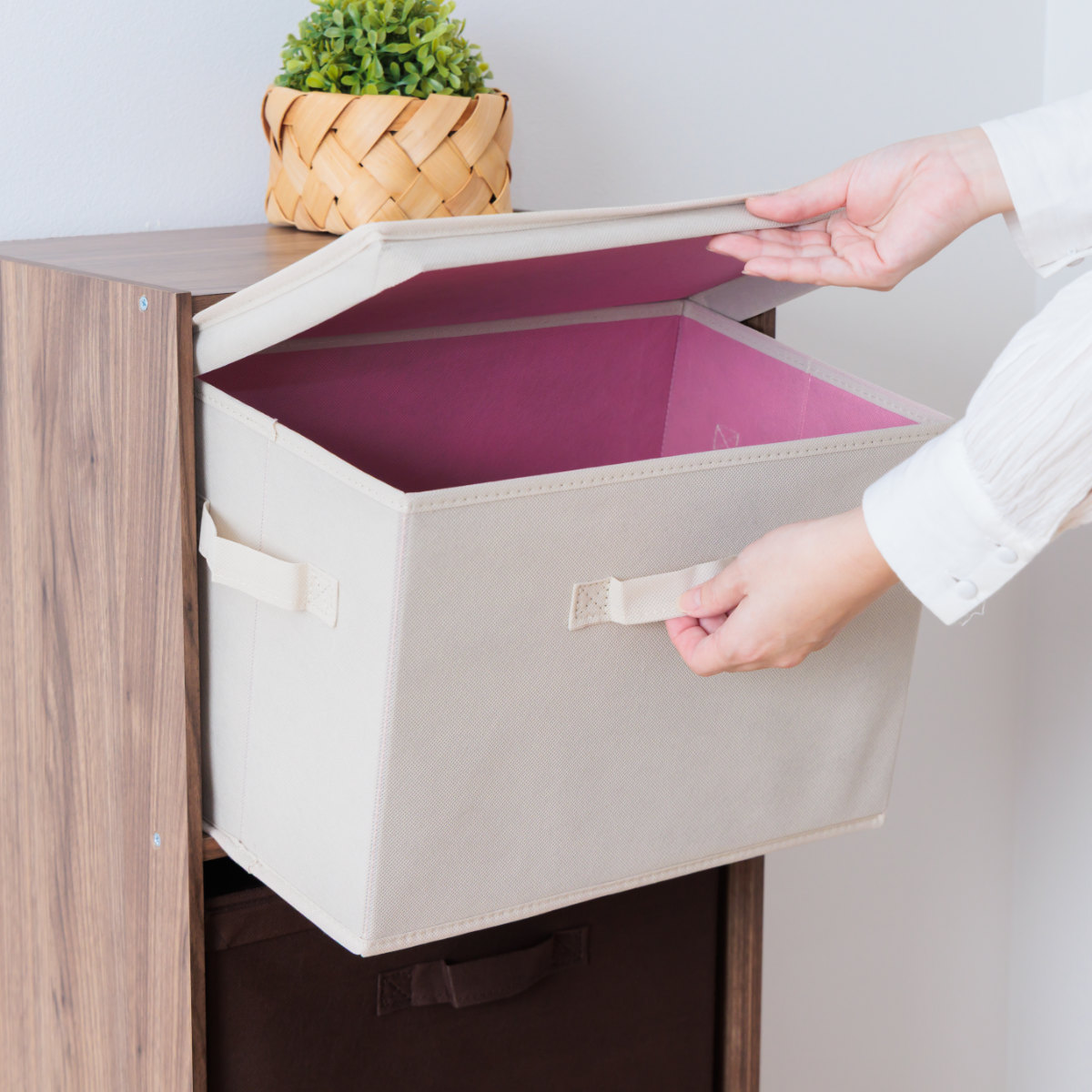 収納ボックス 布 不織布 ふた付き 整理箱 2個組 カラーボックス インナーボックス ( 収納 収納ケース ケース ボックス 引き出し フタ付き 蓋 フタ 取っ手付き 持ち手付き ファブリック 布製 おしゃれ )