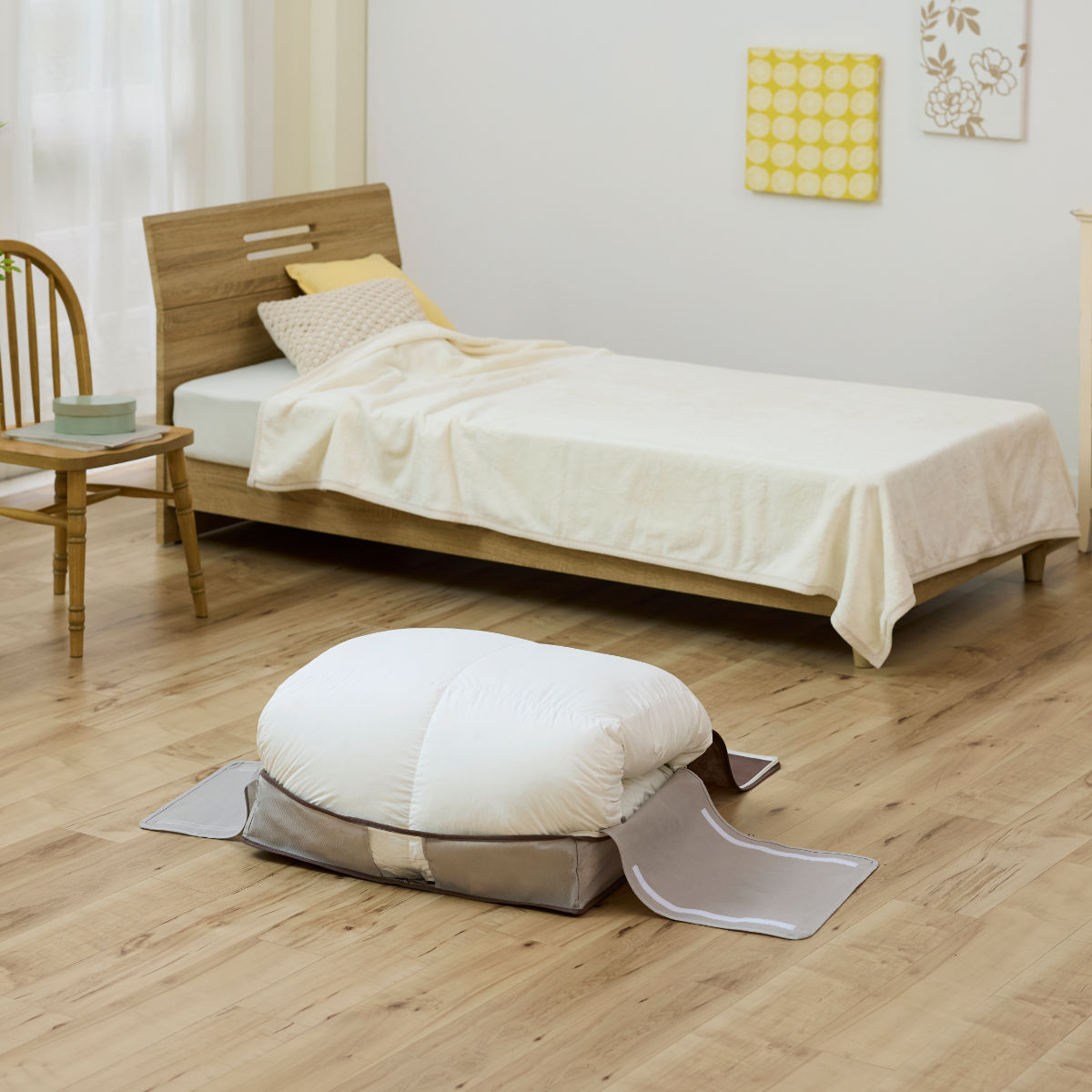 収納袋 3個セット Snimu クローゼット 収納ケース 羽毛布団 S シングル ( コンパクト すき間 隙間 収納 布団収納袋 布団 袋 隙間収納 布団収納ケース 羽毛 ふとん 布団袋 ふとん収納 シングル用 消臭 ニオイ 汗 加工 )