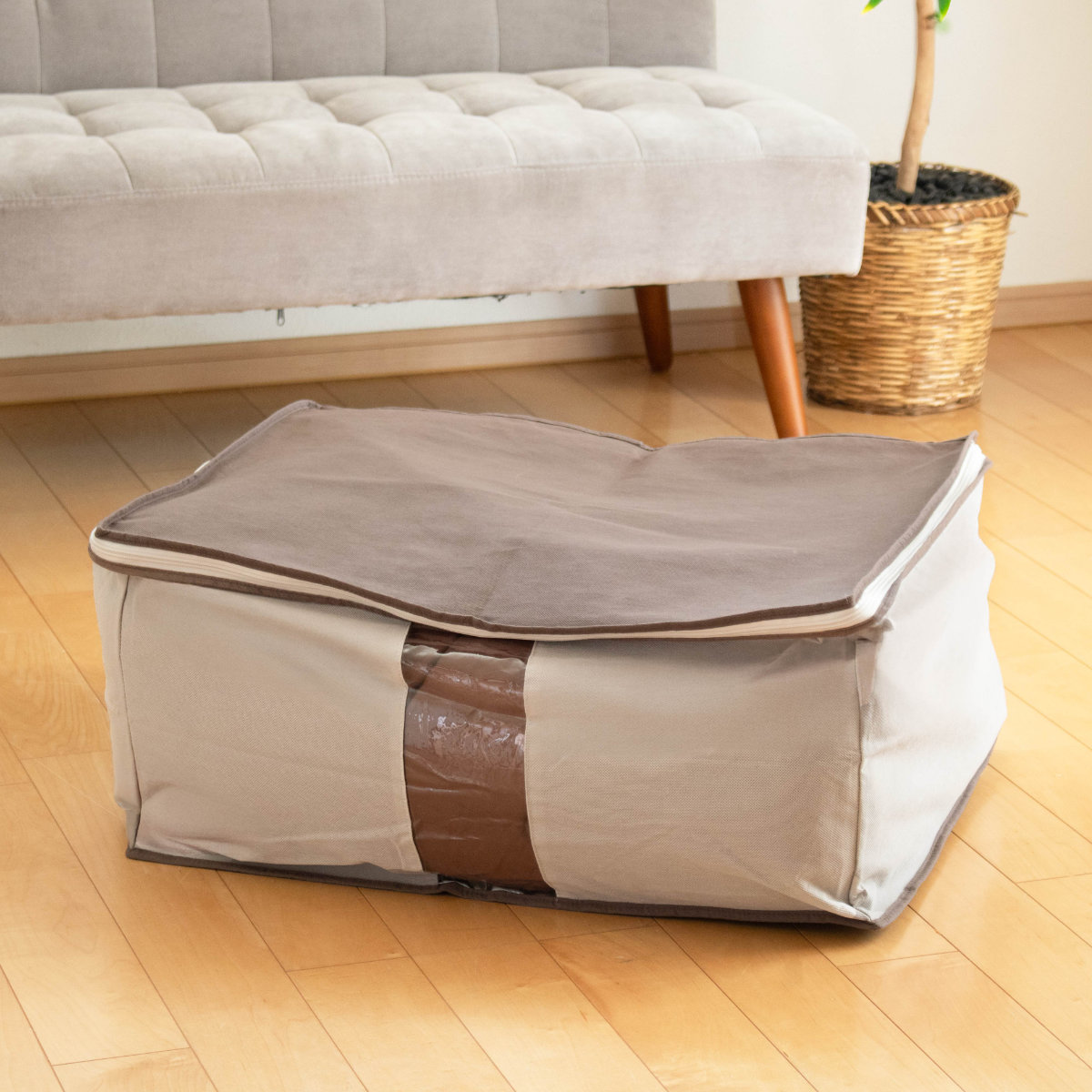 収納袋 Snimu クローゼット 収納ケース 羽毛布団 D ダブル ( コンパクト すき間 隙間 収納 布団収納袋 布団 袋 隙間収納 布団収納ケース 羽毛 ふとん 布団袋 ふとん収納 ダブル用 消臭 ニオイ 汗 加工 )