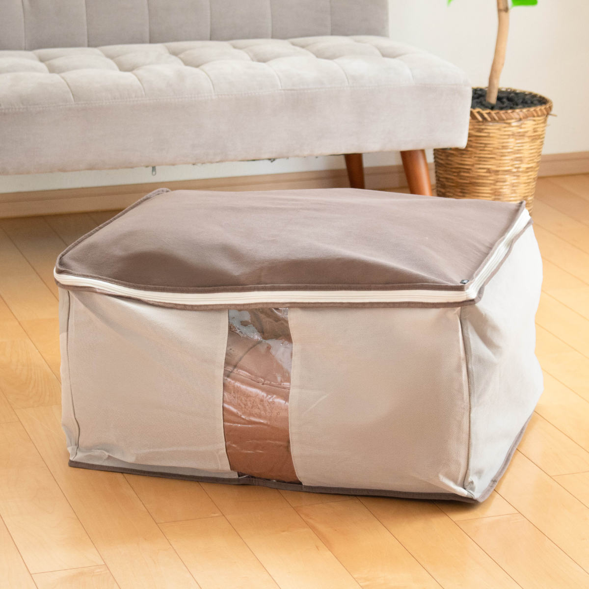 収納袋 Snimu クローゼット 収納ケース 羽毛布団 D ダブル ( コンパクト すき間 隙間 収納 布団収納袋 布団 袋 隙間収納 布団収納ケース 羽毛 ふとん 布団袋 ふとん収納 ダブル用 消臭 ニオイ 汗 加工 )