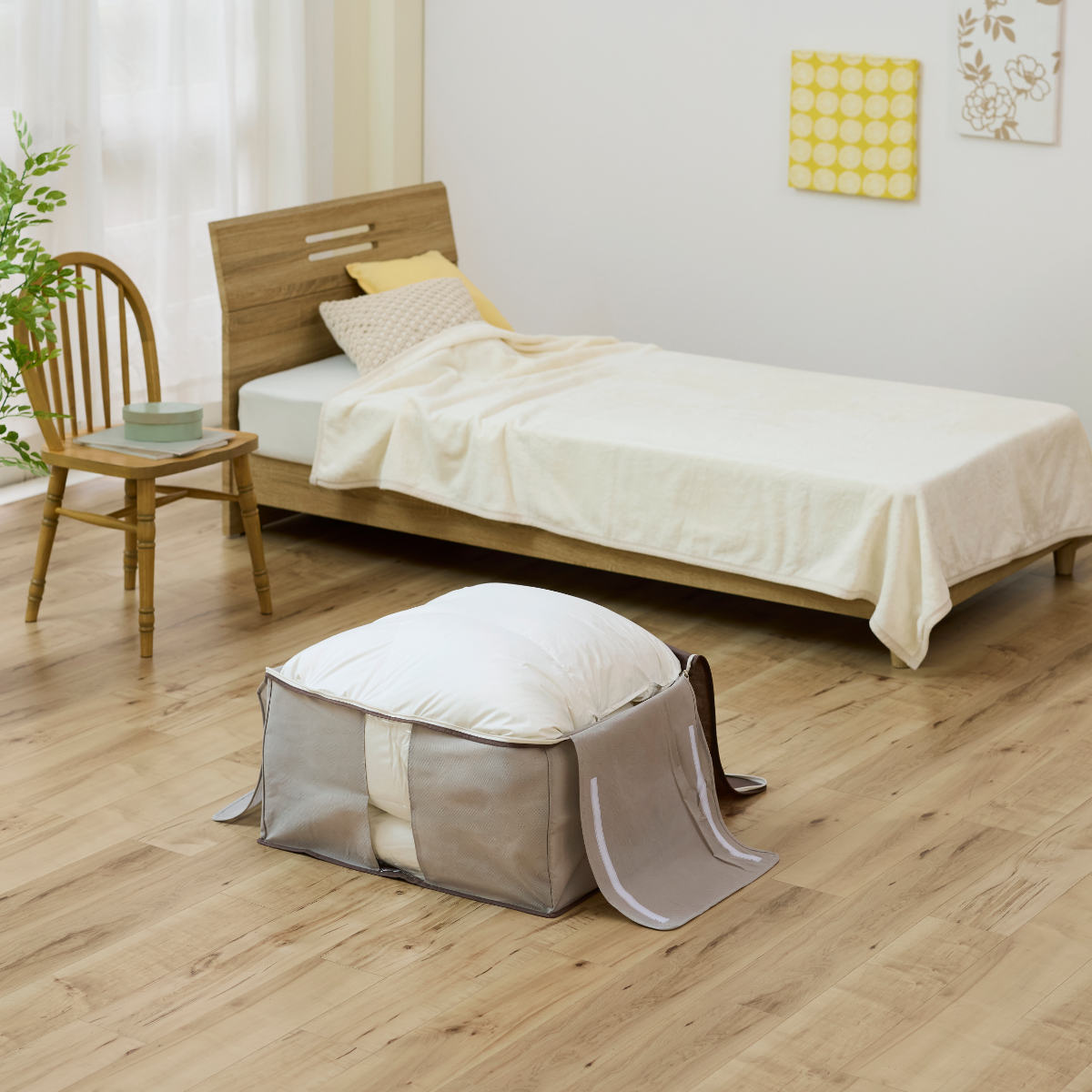 収納袋 Snimu クローゼット 収納ケース 羽毛布団 D ダブル ( コンパクト すき間 隙間 収納 布団収納袋 布団 袋 隙間収納 布団収納ケース 羽毛 ふとん 布団袋 ふとん収納 ダブル用 消臭 ニオイ 汗 加工 )