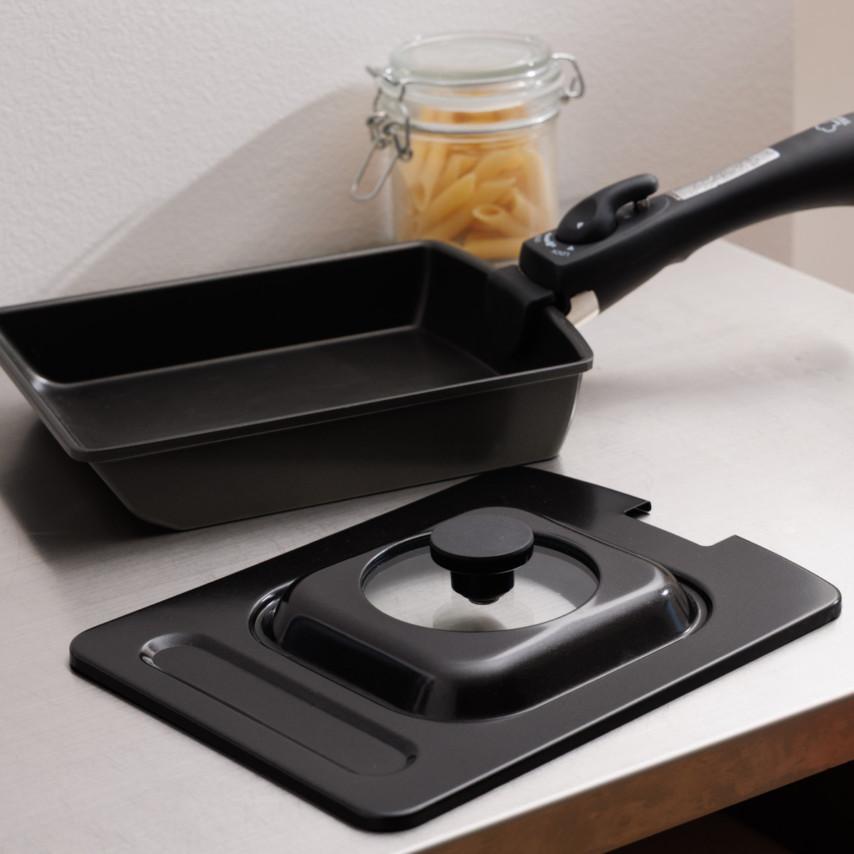 卵焼き器用蓋 13×17cm~ 15.5×19cm用 玉子焼きカバー ガラス窓 ( 卵焼き器 ふた 蓋 フライパンカバー エッグパン専用 卵焼き器用 玉子焼き器用 エッグパン用 角型 長方形 フライパン蓋 フタ キッチン用品 )