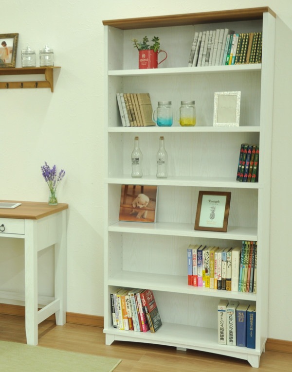 本棚 シェルフ 6段 フレンチカントリー 白家具 Charlotte 幅80cm