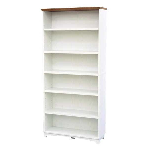 本棚 シェルフ 6段 フレンチカントリー 白家具 Charlotte 幅80cm