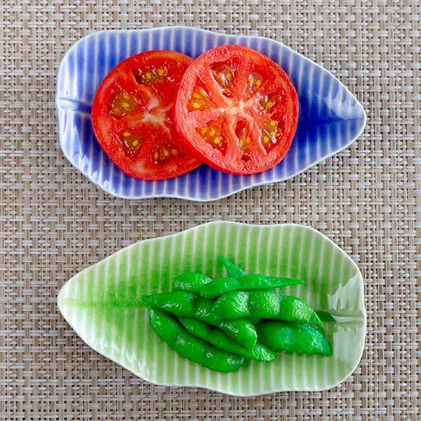 プレート S 16cm バナナリーフ 食器 陶器 同色3枚セット グリーン ( 皿 中皿 電子レンジ対応 お皿 平皿 バナナ 葉っぱ 取り分け皿 瀬戸焼 日本製 おしゃれ ) 【ブルー】 ブルー