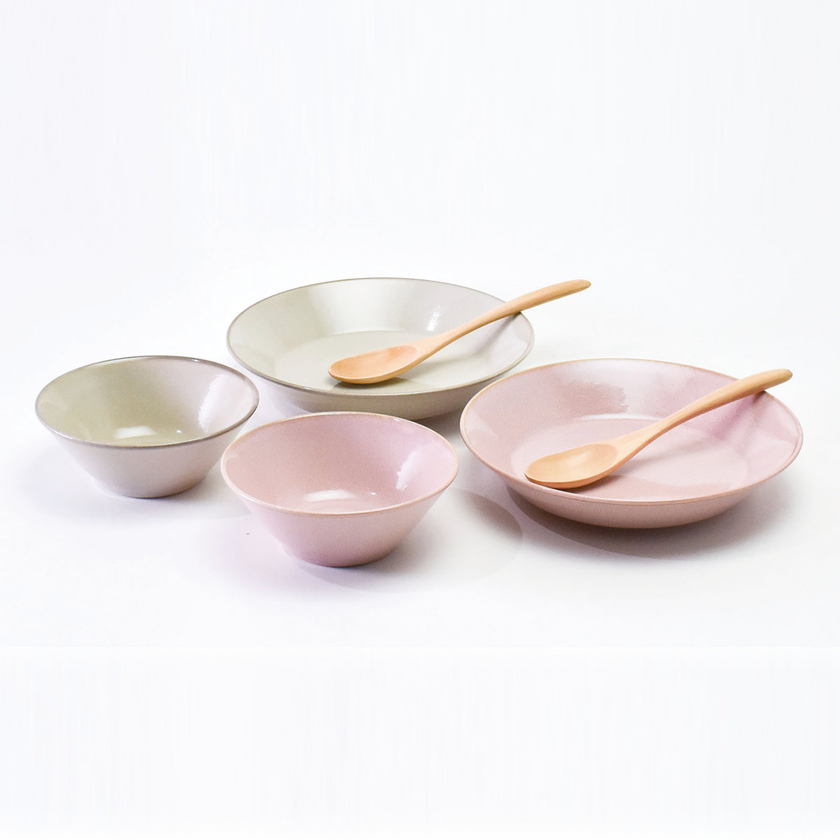 プレート ナチュラルカラー ペアセット 6点セット ( スプーン付き 美濃焼 電子レンジ対応 食洗機対応 日本製 磁器 ボウル 鉢 深型 皿 お皿 食器 ペア 2人用 おしゃれ ナチュラル 北欧風 和モダン )