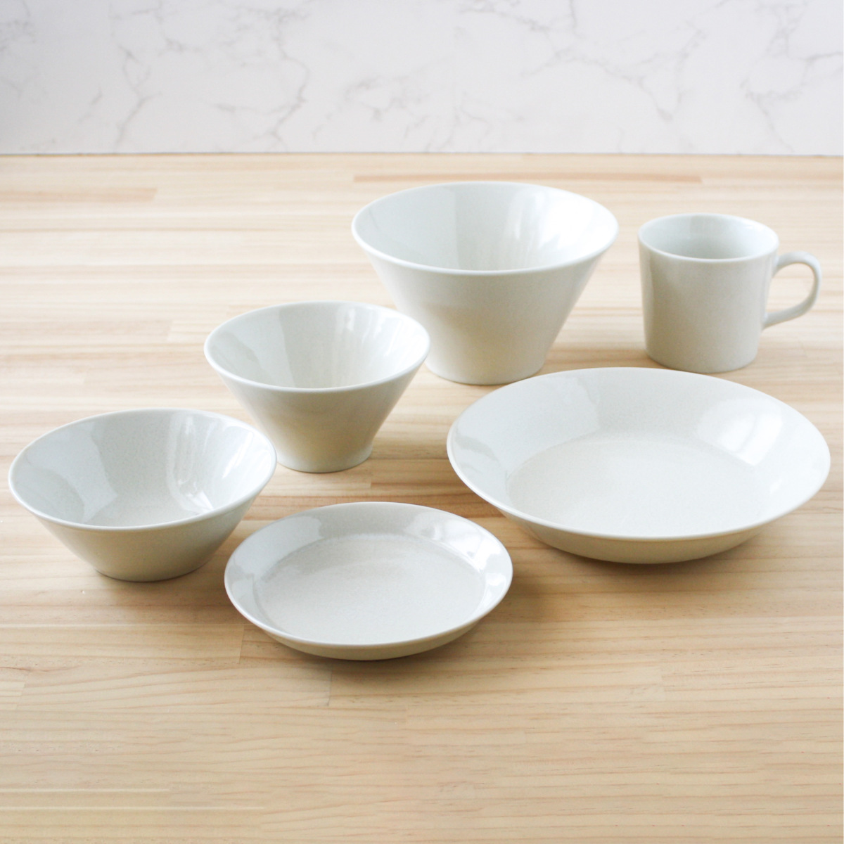 ナチュラル 美濃焼食器 6点セット ( 食洗機対応 電子レンジ対応 美濃焼 磁器 日本製 プレート 皿 お皿 ボウル 鉢 器 うつわ マグカップ 食器 北欧 シンプル おしゃれ ) 【アイボリー】 アイボリー
