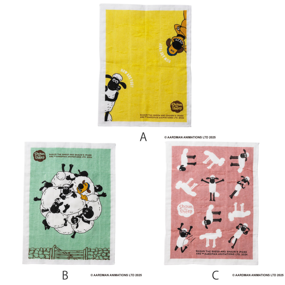 蚊帳布巾 ひつじのショーン 蚊帳生地 ふきん L ( かやふきん 布巾 日本製 綿 レーヨン 蚊帳 吸水 速乾 クロス キャラクター かや生地 台拭き 食器拭き ディッシュクロス おしゃれ かわいい 長方形 大きめ ) 【C】 C