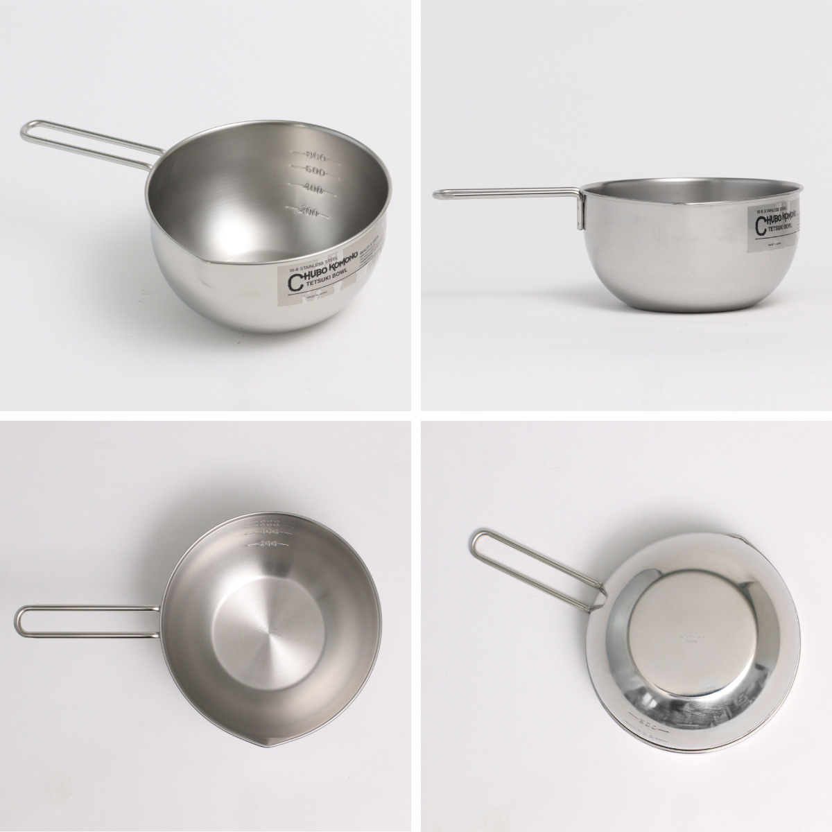 工房アイザワ 手付ボール 口付 15.5cm ( aizawa ボウル 取っ手付き ボール 深型 ステンレス メジャーボール 日本製 ステンレスボウル ハンドル付き 注ぎ口付き メモリ付き 調理用ボウル 直火OK 湯せん 撹拌 玉子焼き アイザワ )