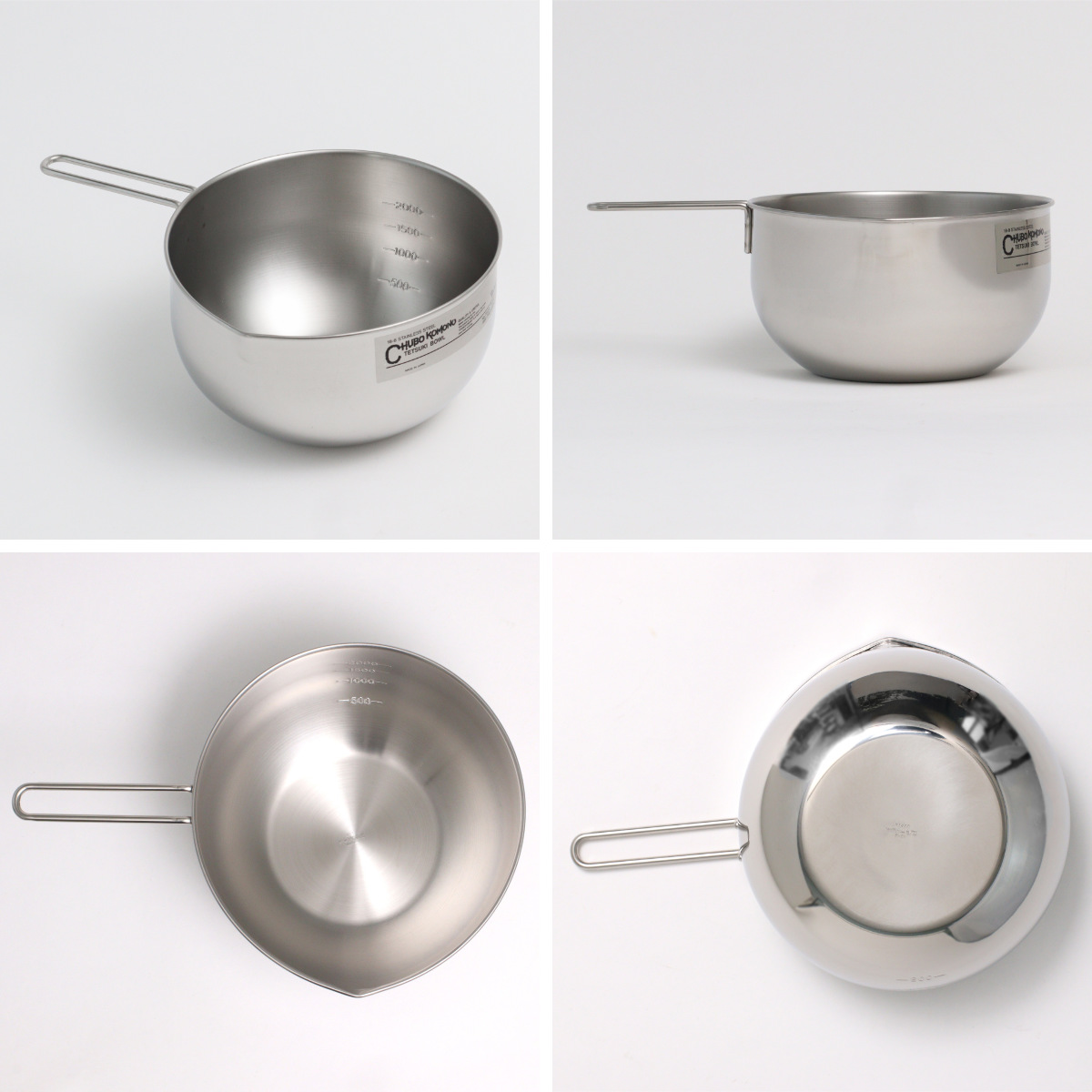 工房アイザワ 手付ボール 口付 20cm ( aizawa ボウル 取っ手付き ボール 深型 ステンレス メジャーボール 日本製 ステンレスボウル ハンドル付き 注ぎ口付き メモリ付き 調理用ボウル 直火OK 湯せん 撹拌 アイザワ )