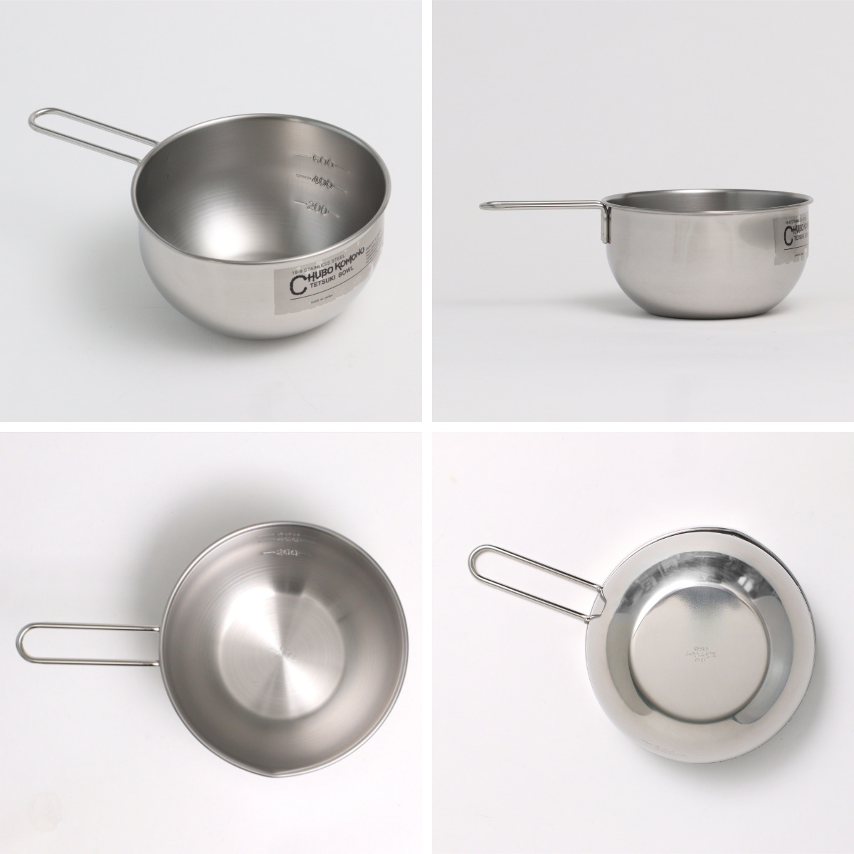 工房アイザワ 手付ボール 口付 14cm ( aizawa ボウル 取っ手付き ボール 深型 ステンレス メジャーボール 日本製 ステンレスボウル ハンドル付き 注ぎ口付き メモリ付き 調理用ボウル 直火OK 湯せん 撹拌 玉子焼き アイザワ )