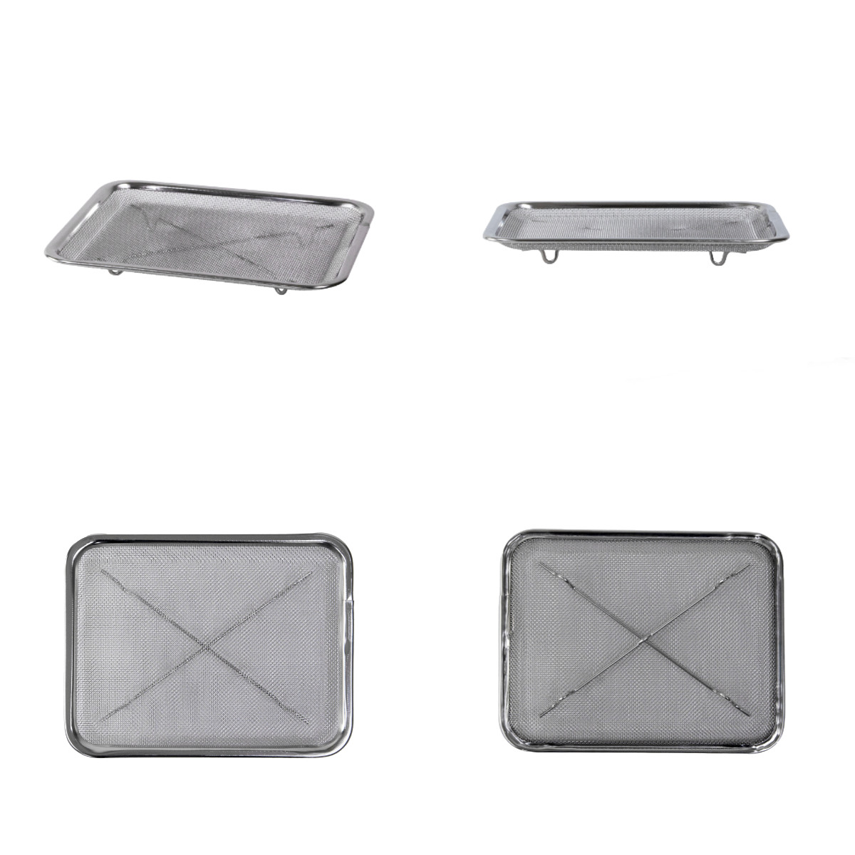 工房アイザワ ザル 角トレーザル 足付 21枚取 ( キッチン ざる 角ざる 足付き 薄型 浅型 料理 調理 水切り 18-8ステンレス 湯切り 下ごしらえ 油切り 網 トレー ステンレスザル 角型ザル 長方形 使いやすい 丈夫 アイザワ )