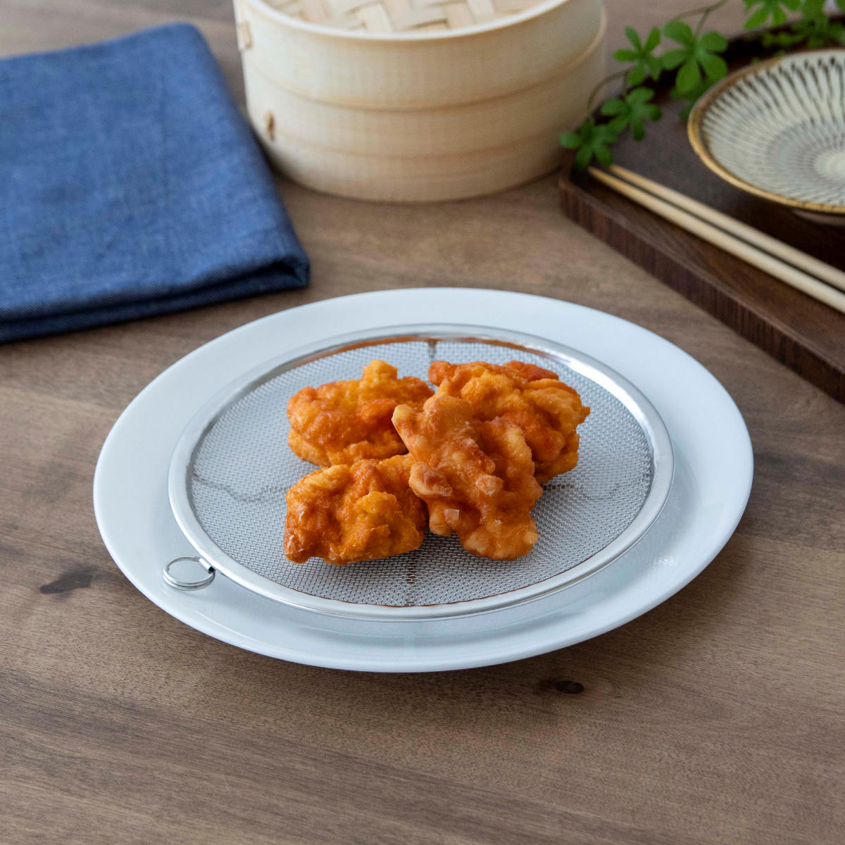 工房アイザワ 盆ザル 20cm リング付き ボンザル 浅型 ( キッチン ざる 足付き 薄型 食洗機対応 料理 調理 水切り ステンレス 湯切り 下ごしらえ 油切り 網 トレー ステンレスザル 円形ザル 使いやすい 丈夫 アイザワ )