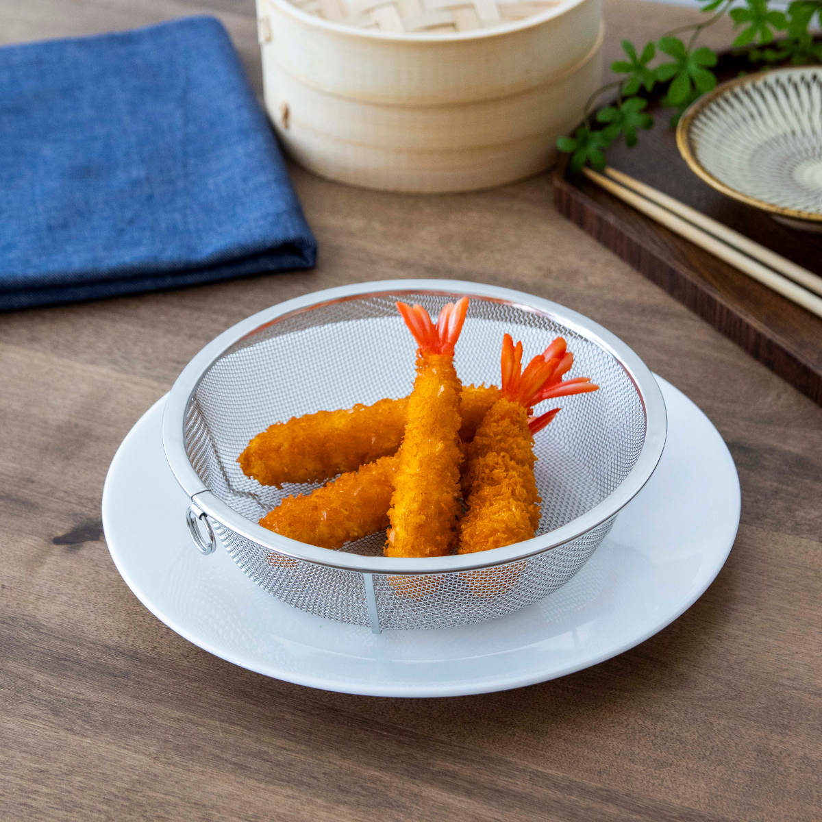 工房アイザワ 盆ザル 20cm リング付き ボンザル 深型 ( キッチン ざる 足付き 食洗機対応 料理 調理 水切り ステンレス 湯切り 下ごしらえ 油切り 網 トレー ステンレスザル 円形ザル 使いやすい 丈夫 アイザワ キッチンツール )