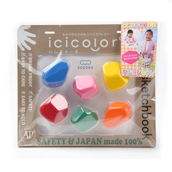クレヨン 6色 安心 赤ちゃん 日本製 高品質 ぬりえ おでかけ イシコロール （ くれよん 割れにくい 女の子 男の子 知育玩具 プレゼント