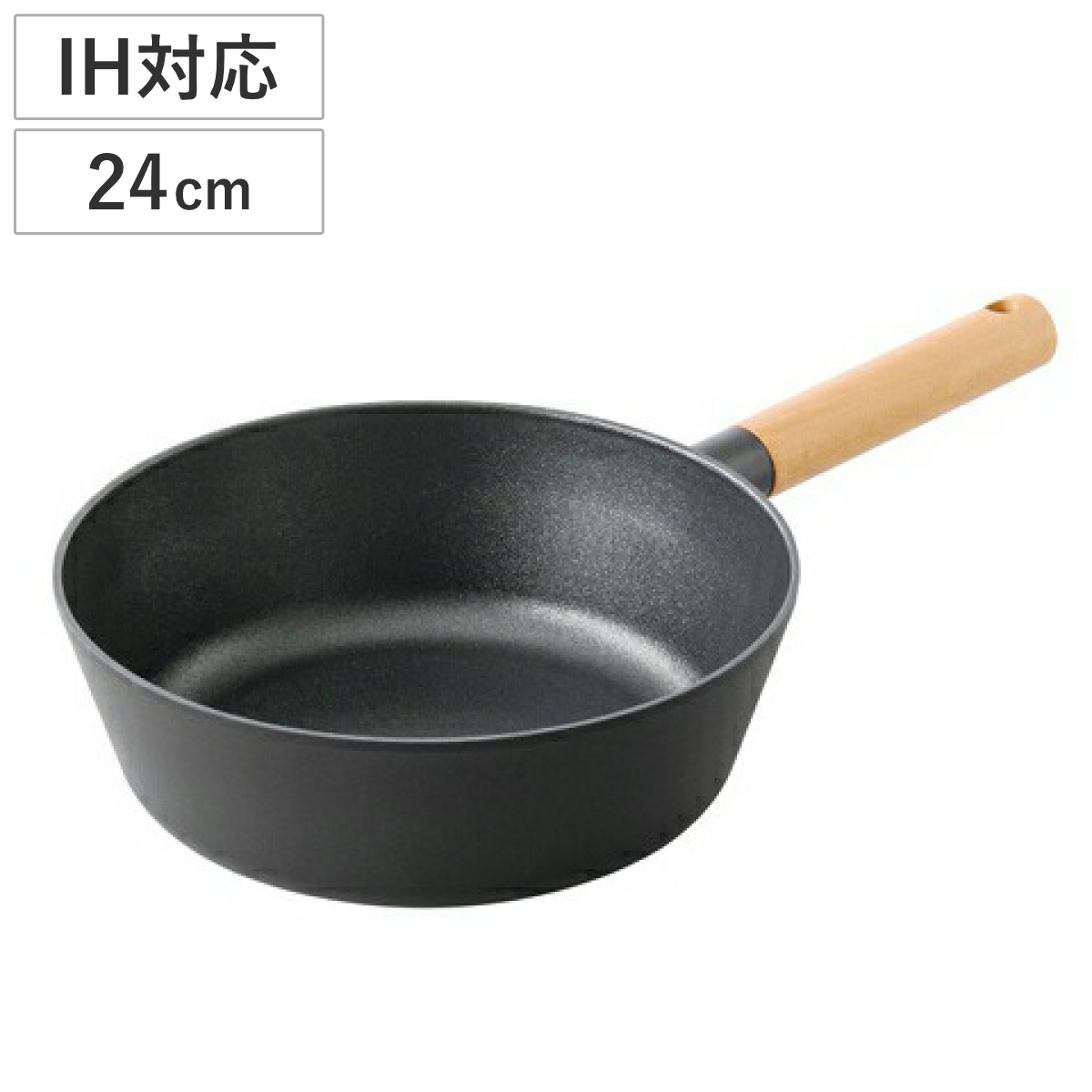 フライパン 24cm IH対応 TI:DA チタン&ダイヤモンドWコーティング マルチパン ( ガス火対応 炒め鍋 いため鍋 ふっ素加工 フッ素加工 軽量 24センチ フッ素コーティング こびりつきにくい 軽い 丈夫 アルミ製 木製ハンドル )