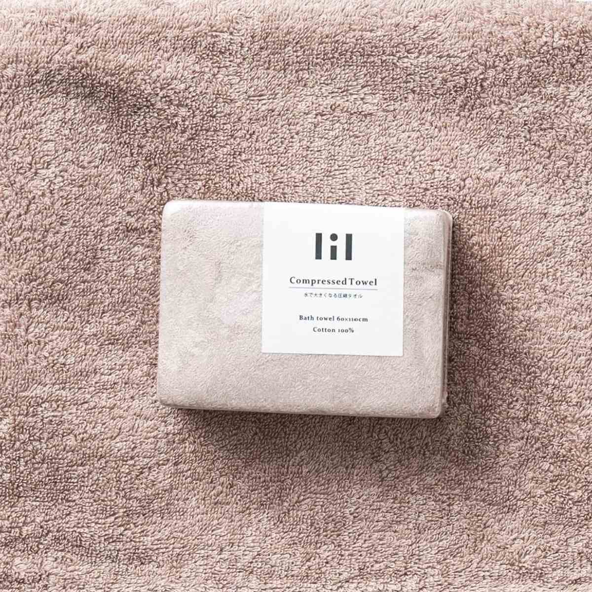 バスタオル 圧縮タオル リル ( タオル 圧縮 防災 アウトドア 湯上りタオル 綿100% 無地 デイリータオル 浴用タオル 防災グッズ 持ち運び 旅行 日常使い 新生活 おしゃれ ギフト ) 【ピンク】 ピンク