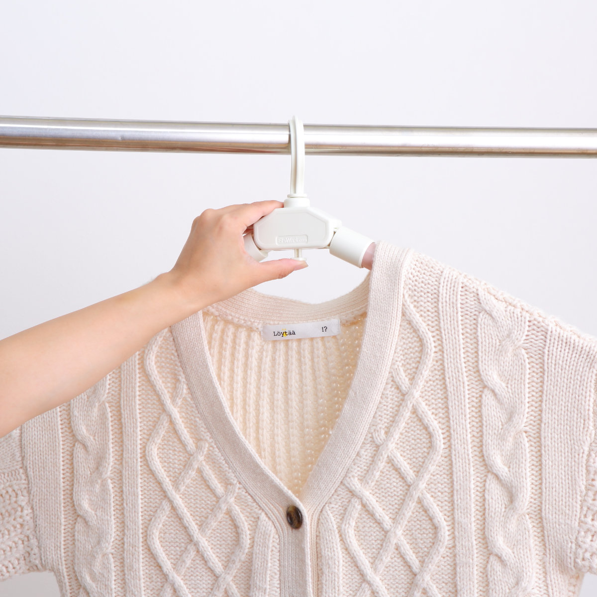 ハンガー 同色5本セット シワーレスハンガー ( シワーレス 洗濯ハンガー 5本 伸縮 乾きやすい 洗濯物干し 洗濯 物干し 折りたたみ コンパクト 物干しハンガー 伸縮ハンガー 伸びる シワになりにくい 下折れ式 衣類 トレーナー ) 【ブルー】 ブルー