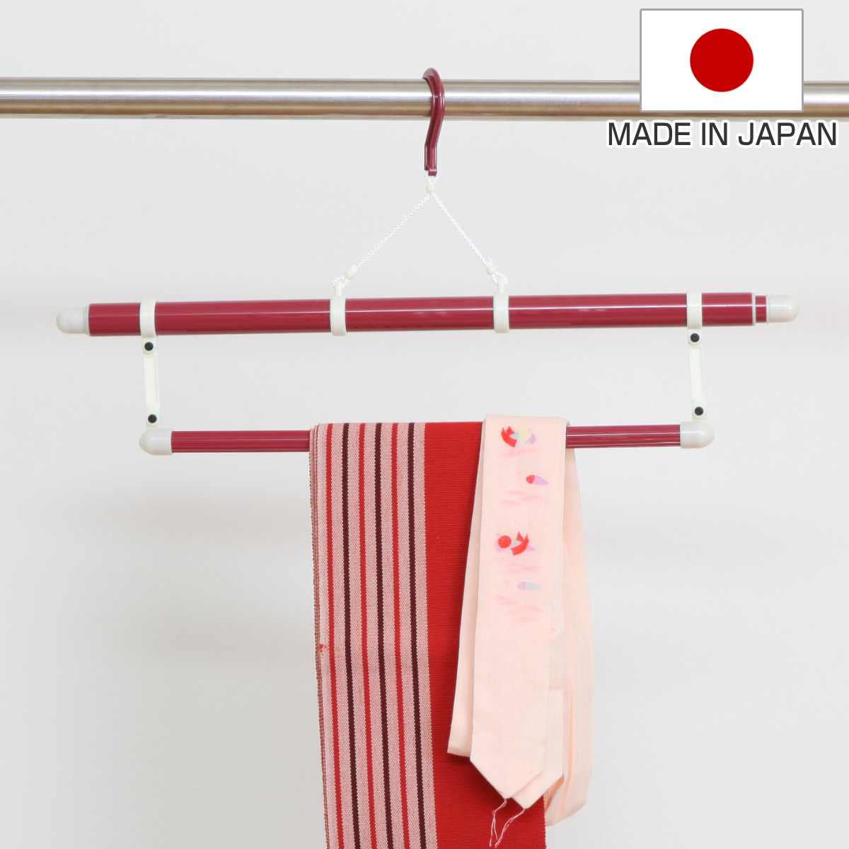ハンガー 和装ハンガー ( 着物ハンガー 着物 和装 伸縮 帯掛け付き 浴衣 和装小物 衣紋掛け 帯 虫干し コンパクト きものハンガー 伸縮ハンガー 伸びる きもの 洗濯 陰干し 子供サイズ 大人サイズ 洗濯用品 )
