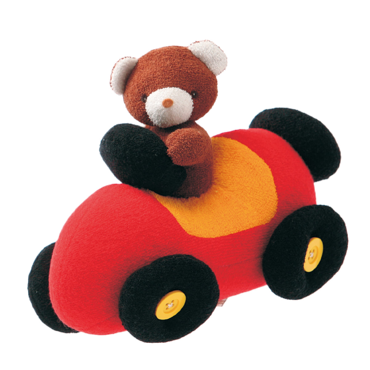 ぬいぐるみ くまの車 おもちゃ 赤ちゃん 日本製 （ 綿100％ 知育玩具 玩具 ふわふわ 車 くるま 子供 子ども ベビー カラフル ボタン ソフ