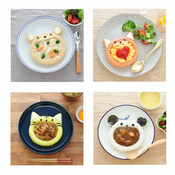 ご飯抜き型 myフォルム あ~ん!ぱくっ! ( お弁当グッズ パーティ アレンジ お弁当作り 押し型 抜き型 キャラ弁 ご飯型抜き 海苔カッター デコ弁 ご飯押し型 ライス型 ネコ ねこ ぱんだ パンダ どうぶつ お子さまランチ )