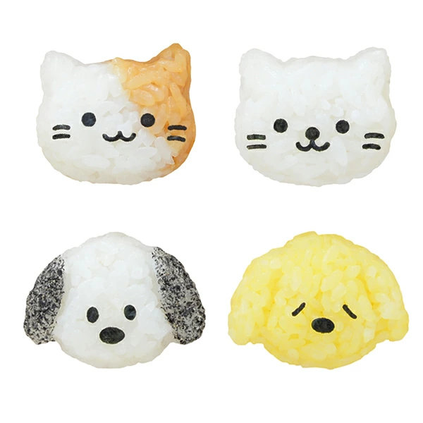 おにぎり押し型 わんにゃんmini×2おにぎりセット おにぎり抜型 ( おにぎり型 いぬ ねこ キャラ弁 お弁当グッズ ひと口サイズ デコ弁 時短料理 海苔パンチ ねこ型 いぬ型 20g 海苔型 海苔パーツ ちいさいお握り 一口サイズ 簡単 )