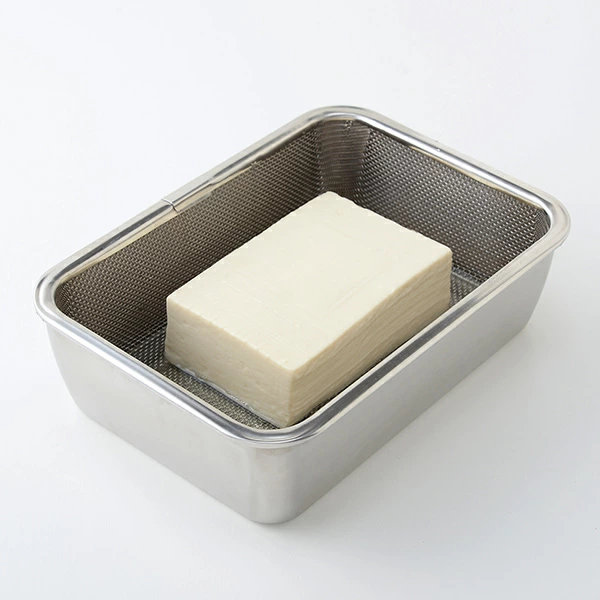 ザル バット セット 蓋付き深型ステンレスバット・角型ザルセット ステンレス製 ( 角バット 角ザル 深型バット ステンレスバット ステンレスザル ざる 角ざる 深型ザル コランダー )