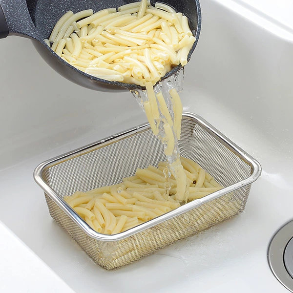 ザル バット セット 蓋付き深型ステンレスバット・角型ザルセット ステンレス製 ( 角バット 角ザル 深型バット ステンレスバット ステンレスザル ざる 角ざる 深型ザル コランダー )