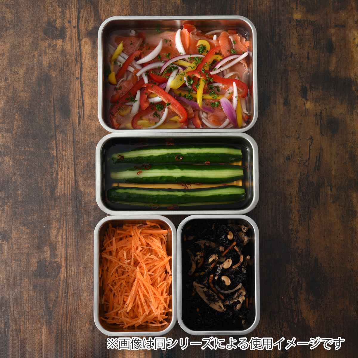 お料理はかどる蓋付き角バット 1/3サイズ 角型 ステンレス 日本製 ( キッチン バット 浅型 蓋付き セット 料理 調理 ケース 18-8ステンレス 角バット ステンレスバット コンパクト 浅型バット 蓋 使いやすい 丈夫 )