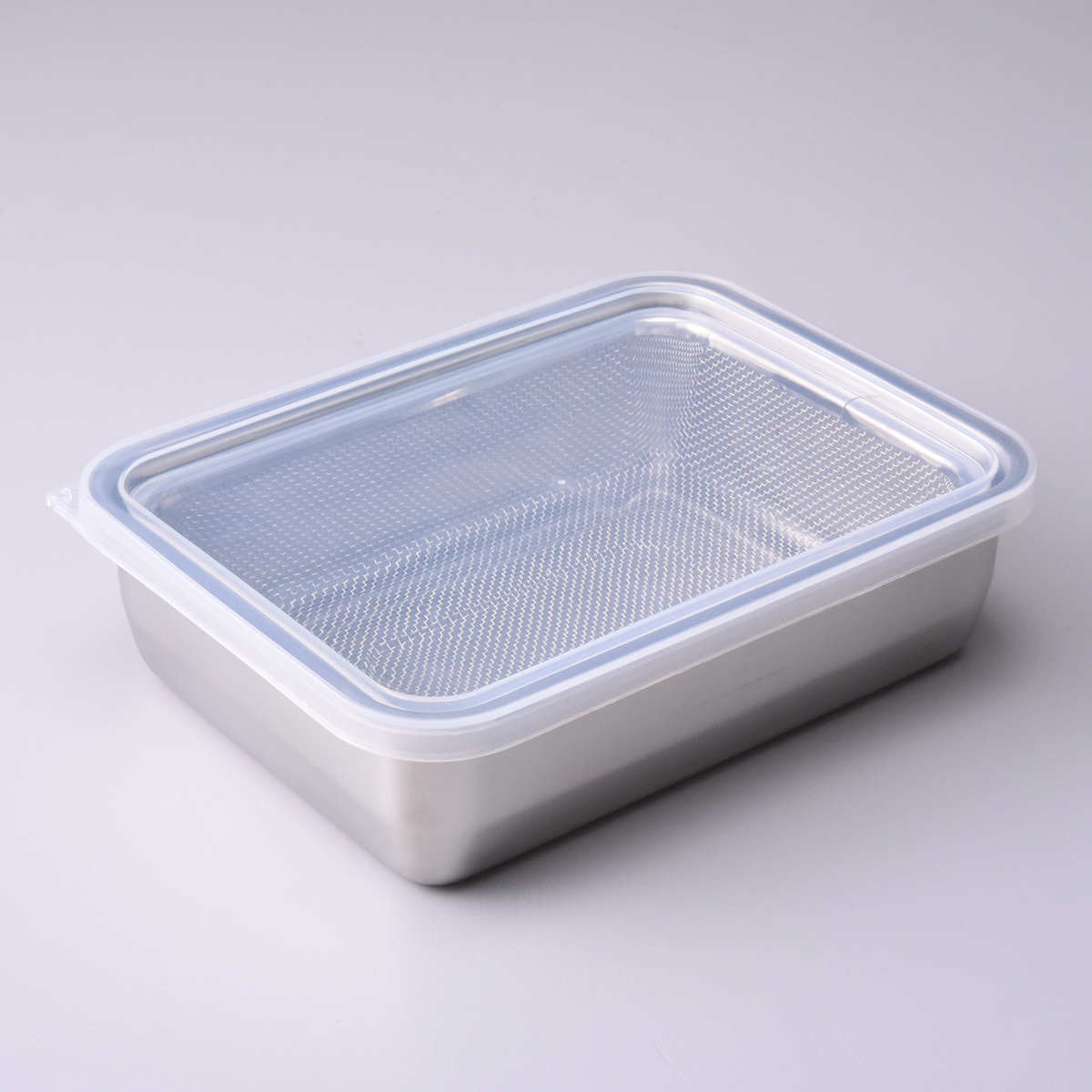 ザル&バット3点セット 1/2サイズ 角型 蓋付き ステンレス製 日本製 お料理はかどる角バット・角ザルセット ( 3点セット バット ザル 浅型 18-8ステンレス 角バット ステンレスバット 浅型バット 角ザル 使いやすい 丈夫 )