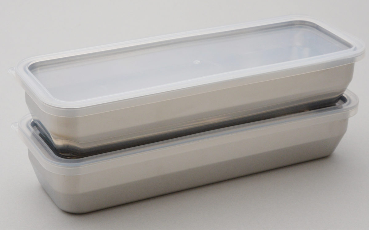 お料理はかどる蓋付き角バット 1/2スリムサイズ 角型 ステンレス 日本製 ( キッチン バット 蓋 セット 料理 調理 ケース 容器 18-8ステンレス 角バット ステンレスバット 深型 フタ付き 使いやすい 丈夫 )