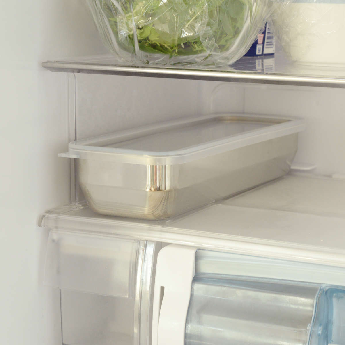 お料理はかどる蓋付き角バット 1/2スリムサイズ 角型 ステンレス 日本製 ( キッチン バット 蓋 セット 料理 調理 ケース 容器 18-8ステンレス 角バット ステンレスバット 深型 フタ付き 使いやすい 丈夫 )