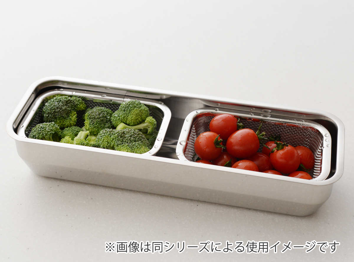 お料理はかどる蓋付き角バット 1/2スリムサイズ 角型 ステンレス 日本製 ( キッチン バット 蓋 セット 料理 調理 ケース 容器 18-8ステンレス 角バット ステンレスバット 深型 フタ付き 使いやすい 丈夫 )