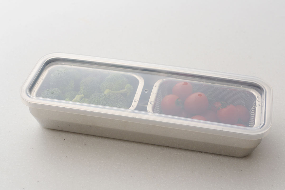 お料理はかどる蓋付き角バット 1/2スリムサイズ 角型 ステンレス 日本製 ( キッチン バット 蓋 セット 料理 調理 ケース 容器 18-8ステンレス 角バット ステンレスバット 深型 フタ付き 使いやすい 丈夫 )