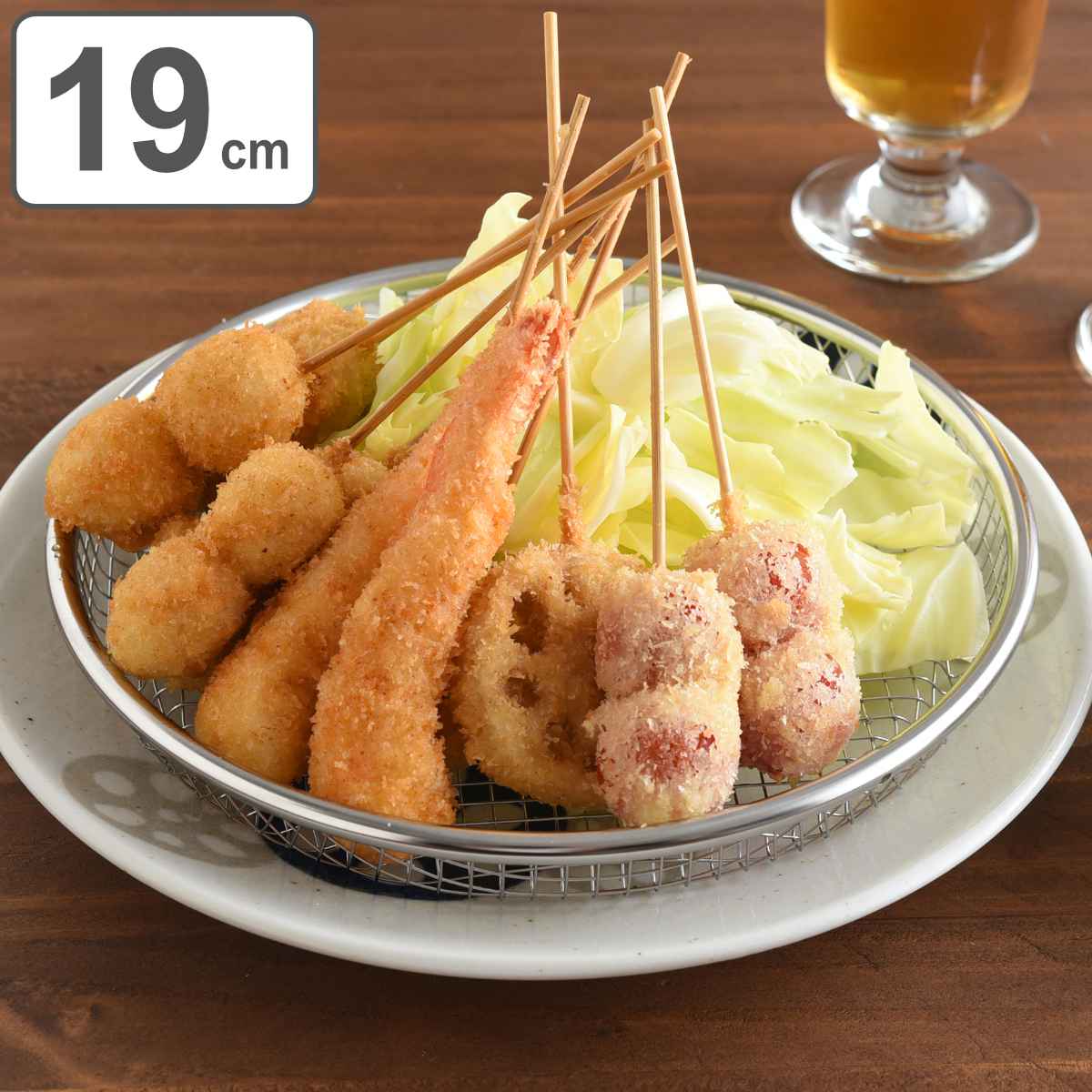 ザル 19cm お皿のざる 逸品物創 ステンレス 日本製 （ ざる 盆ザル 盆ざる 水切りザル 丸ザル 浅型 19センチ 盛り付け 水切り 湯切り 油切り 料理 下ごしらえ ）