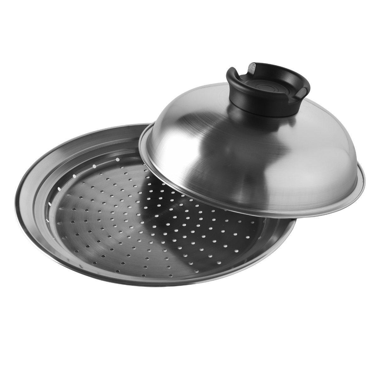 のせるだけで簡単蒸し器 20~22cm ステンレス製 日本製 スチーマー ( 蒸し器 せいろ 蒸し皿 蒸し板 蒸しプレート 丸型 円形 フタ付き 20センチ 22センチ 蒸し料理 蒸し野菜 茶碗蒸し 下ごしらえ用品 調理器具 )