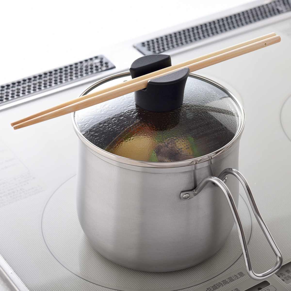 マルチポット 14cm IH対応 ストレーナー付き ガラス蓋付き ステンレス製 日本製 逸品物創 ( ガス火対応 オール熱源対応 鍋 片手鍋 セット 万能鍋 深型 14センチ 2.1L 3点セット 1台9役 ステンレスマルチポット ステンレス 小さめ )