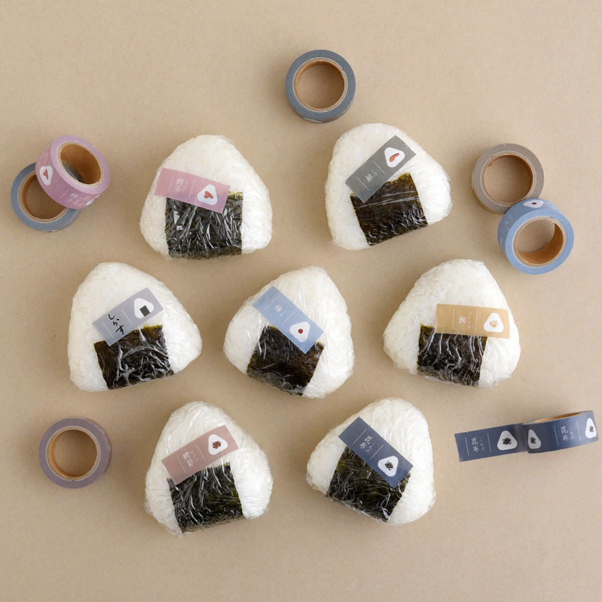 おにぎりに貼るマスキングテープ ( マスキングテープ 書ける 書き込める ペン 鉛筆 貼ってはがせる シール おにぎり お弁当 かわいい 手帳 デコレーション アレンジ おしゃれ 文房具 リメイク 手帳デコ ) 【フリー】 フリー