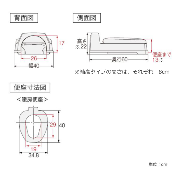 リフォームトイレ 和式トイレ用 暖房便座 補高スペーサー 8cm 段差あり